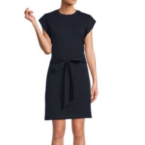 Vince short sleeve tie waist knit dress navy NWT size M
